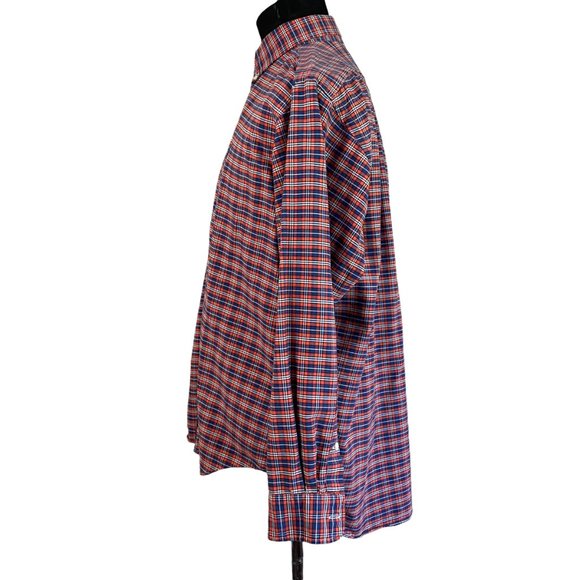 Ralph Lauren | Big Shirt Orange Plaid Long Sleeve Button Front Shirt Medium - Picture 4 of 8